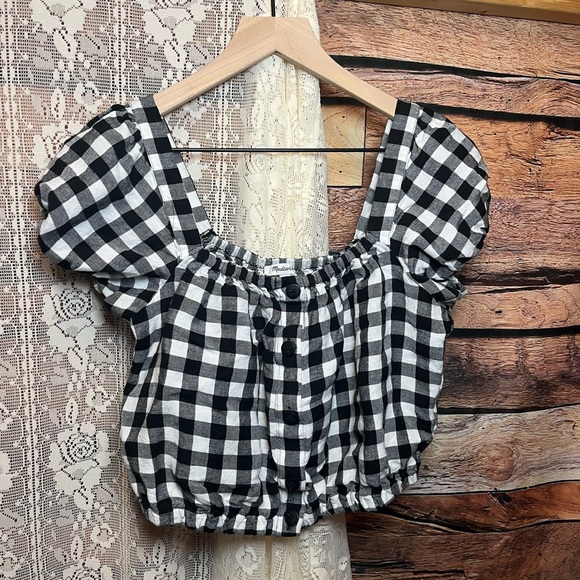 Madewell Black and White Checkered Crop Top - Picture 4 of 8
